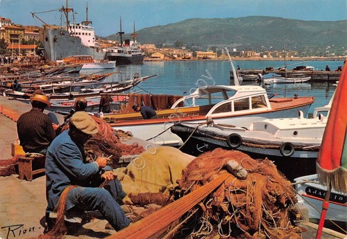 Cartolina Ajaccio Pecheurs au port 1974