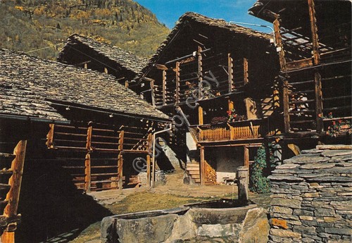 Cartolina Alagna Frazione Pedemonte Piazzetta al Museo Walzer