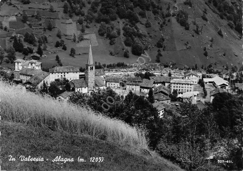 Cartolina Alagna Valsesia panorama 1955