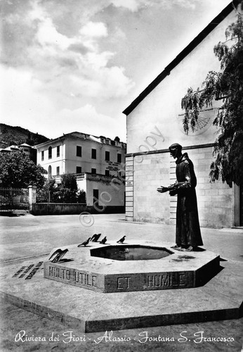 Cartolina Alassio Fontana San Francesco 1959 (Savona)