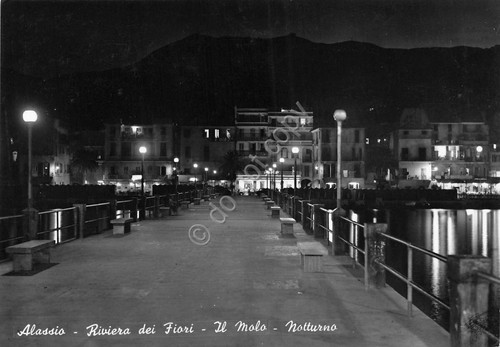 Cartolina Alassio il Molo notturno NVG (Savona)
