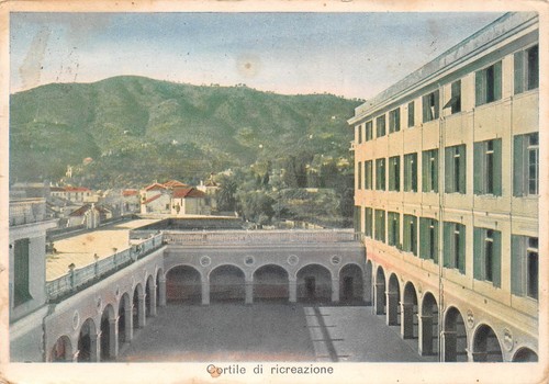 Cartolina Alassio Opera San Giovanni Bosco Collegio Municipale Cortile 1958