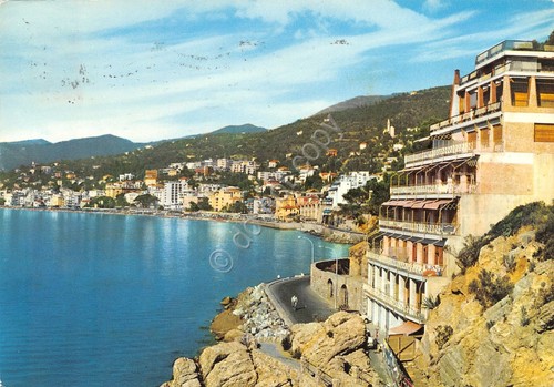 Cartolina Alassio Panorama da Levante 1969 condominio strada