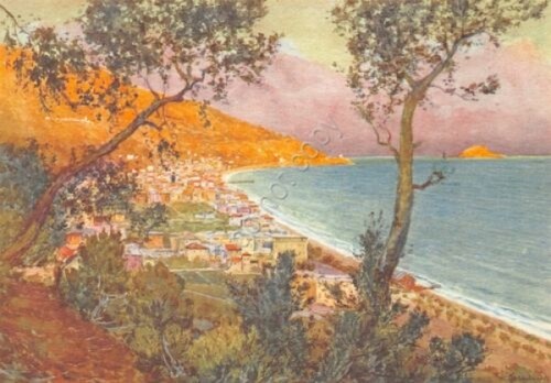 Cartolina Alassio Panorama di levante Illustrata