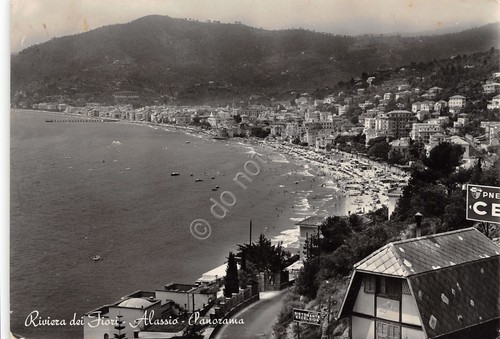 Cartolina Alassio panorama Ristorante Excelsior 1956