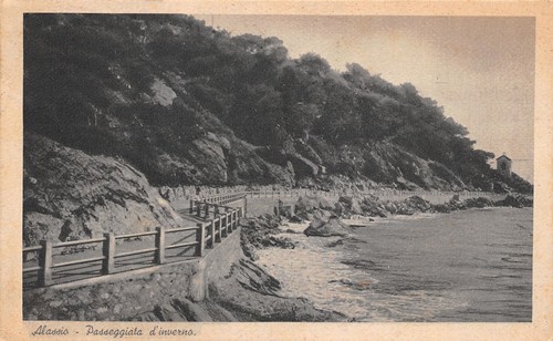 Cartolina Alassio Passeggiata a mare 1941