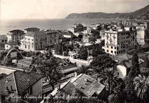 Cartolina Alassio Riviera dei Fiori Panorama Hotel Palace 1951