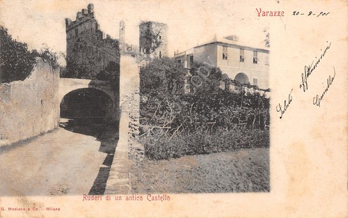 Cartolina Alassio Ruderi di un antico castello 1901 Ed Modiano