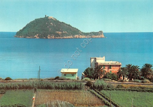 Cartolina Albenga Villa Ramella e Isola Gallinara