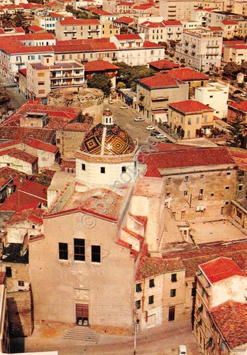 Cartolina Alghero Chiesa San Michele vista città antica dall'alto 1979