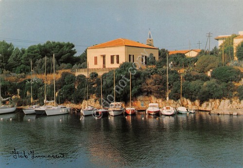 Cartolina Alghero Fertilia dal mare Barche e case - Foto …