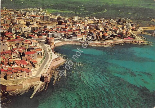 Cartolina Alghero panorama dall'alto 1966