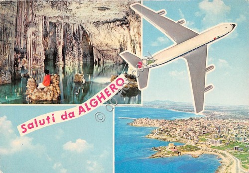 Cartolina Alghero saluti da vedutine aereo (Altre tematiche)