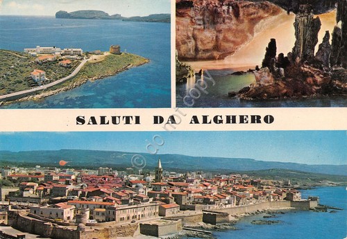 Cartolina Alghero vedute 1980 (Sassari)