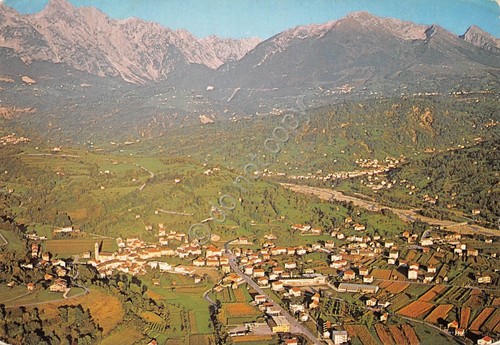 Cartolina Alpago Panorama aereo 1979 Timbro filatelico (Belluno)