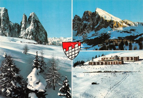 Cartolina Alpe di Siusi vedute varie con stemma 1987 (Bolzano)