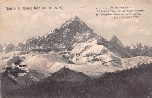 Cartolina Alpi Montagna Monte Viso Poesia S. Pellico 1929