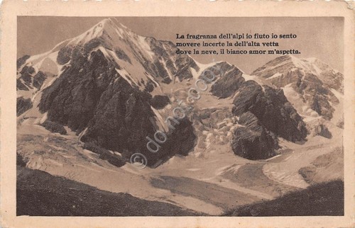 Cartolina Alpi Montagna Neve Poesia anni '20