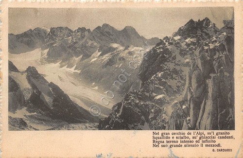 Cartolina Alpi Montagna Poesia Carducci 1915