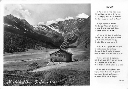Cartolina Alta Val Pellice il Pra Poesia Parvusi - 1965 …