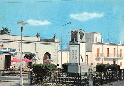 Cartolina Alvignano bar Tabacchi monumento case anni '80
