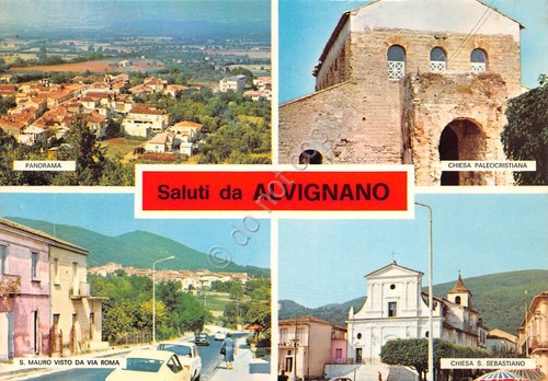 Cartolina Alvignano vedute varie paese anni '80