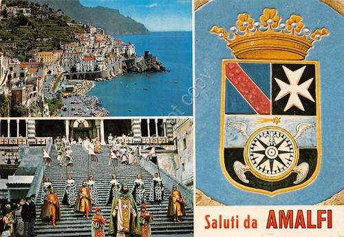 Cartolina Amalfi 3 Vedute (Salerno)