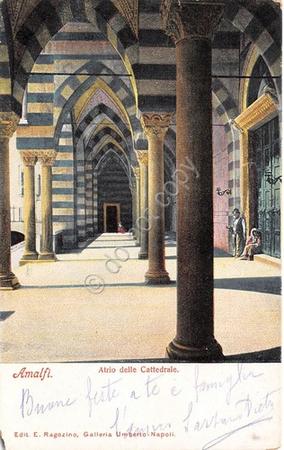 Cartolina Amalfi Atrio della Cattedrale illustrata