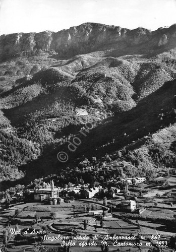 Cartolina Amborzasco Val d'Aveto panorama con Monte Cantomoro 1963