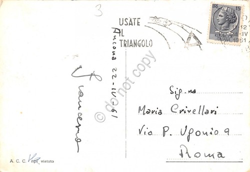 Cartolina Ancona Basilica S. Ciriaco timbro a targhetta Stradale 1961