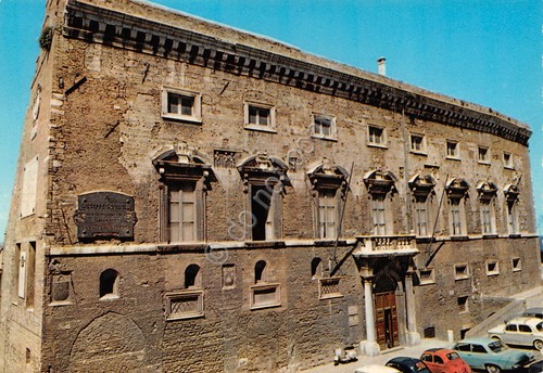 Cartolina Ancona Palazzo degli Anziani auto d'epoca anni '60