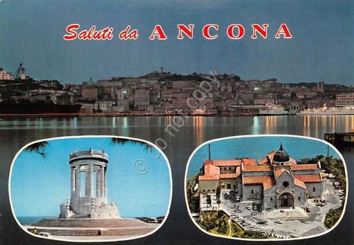 Cartolina Ancona varie vedute notturno anni '60