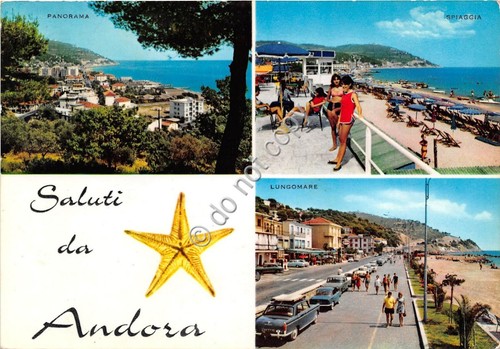 Cartolina Andora vedute varie 1966 (Savona)