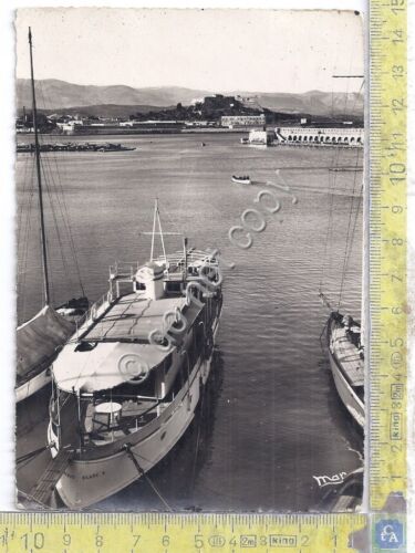 Cartolina Antibes Le Fort Carre vu du Port barche 1949