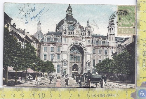 Cartolina Anvers - La Gare centrale - Vg Belge Congo …