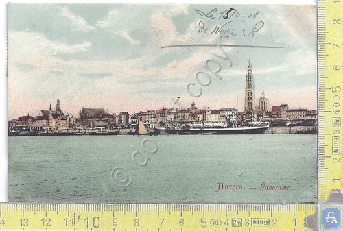 Cartolina Anvers Panorama vue du port Vg Belge Congo 1908