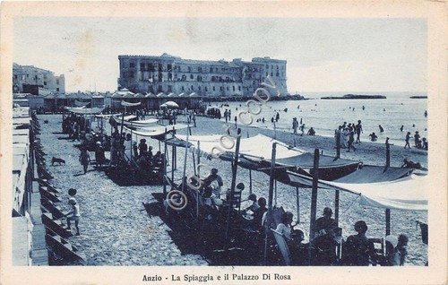 Cartolina Anzio Spiaggia Palazzo di Rosa animata 1926 (Roma)