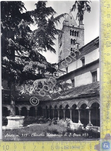 Cartolina Aosta Chiostro Romanico di S. Orso 1958