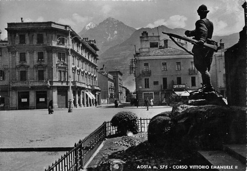 Cartolina Aosta Corso Vittorio Emanuele II 1949