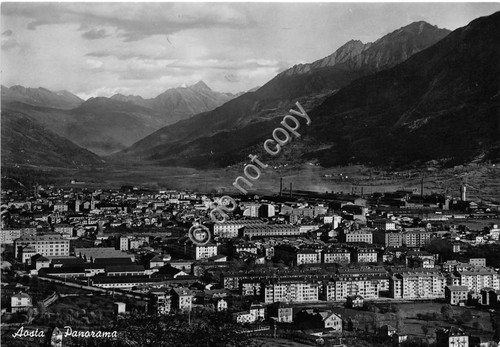 Cartolina Aosta Panorama 1955