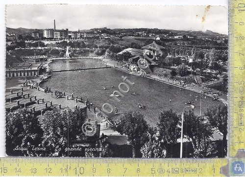 Cartolina Aqui Terme Grande Piscina - anni '60 (Alessandria)