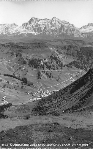Cartolina Arabba verso La Varella e Conturin NVG (Belluno)