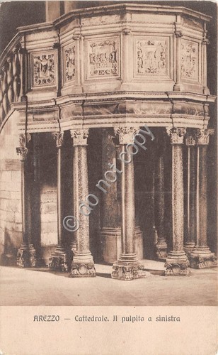 Cartolina Arezzo Cattedrale Pulpito a sinistra