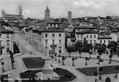 Cartolina Arezzo Panorama Via Monaco 1954