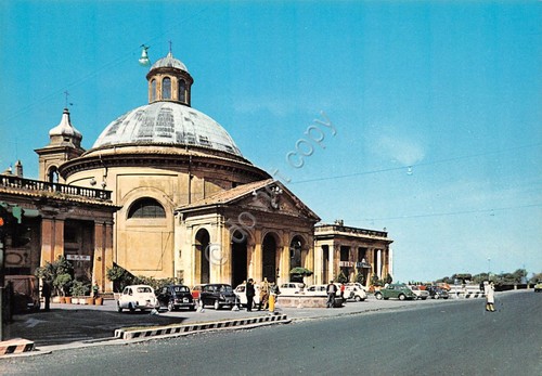 Cartolina Ariccia Piazza Repubblica e Collegiata del Bernini animata auto