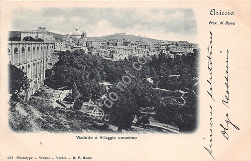 Cartolina Ariccia Viadotto Villaggio 1908 (Roma)
