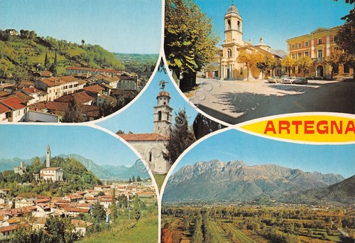 Cartolina Artegna vedute varie paese
