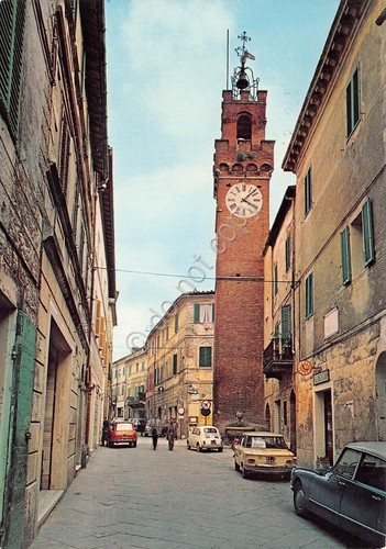 Cartolina Asciano Corso Matteotti Torre Civica