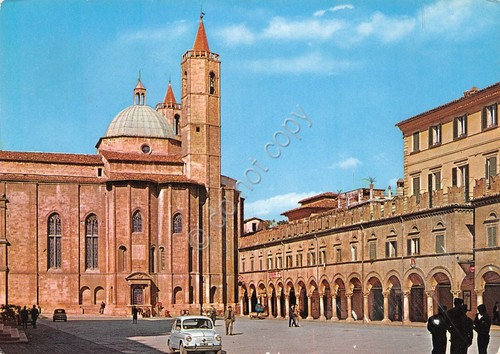 Cartolina Ascoli Piceno Piazza del Popolo animata Fiat 500 1965 …