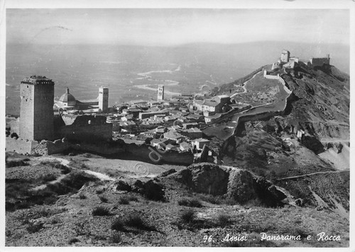Cartolina Assisi Panorama e Rocca 1944